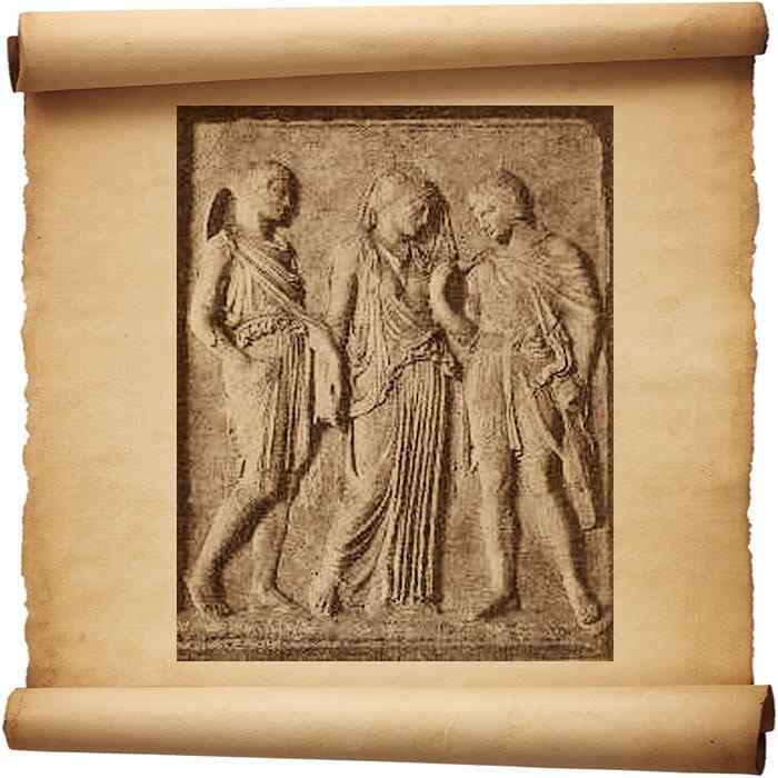 Рис. 268 - Гермес, Эвридика и Орфей. С фотографии
