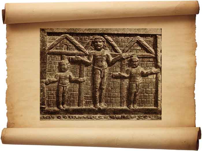 Рис. 26. Распятие. Резной из дерева рельеф на дверях церкви св. Сабины в Риме.