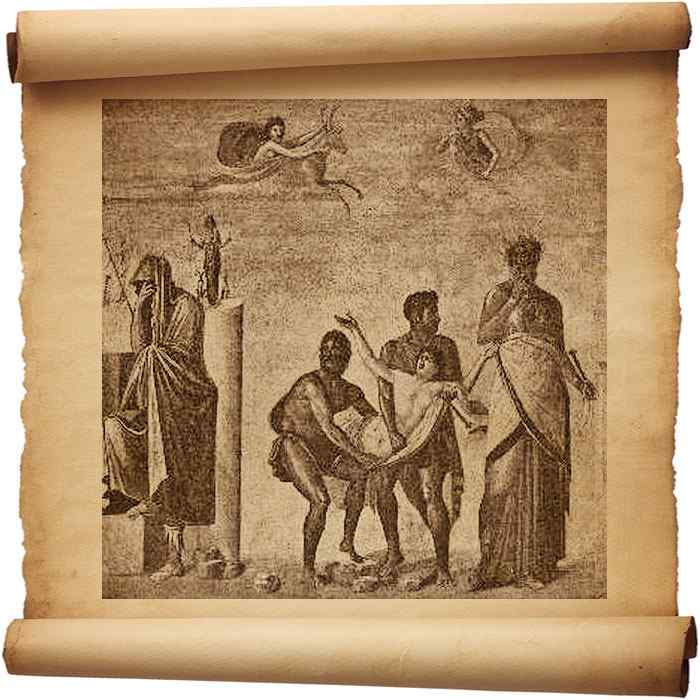 Рис. 246 – Жертвоприношение Ифигении. Помпейская фреска. С фотографии Алинари