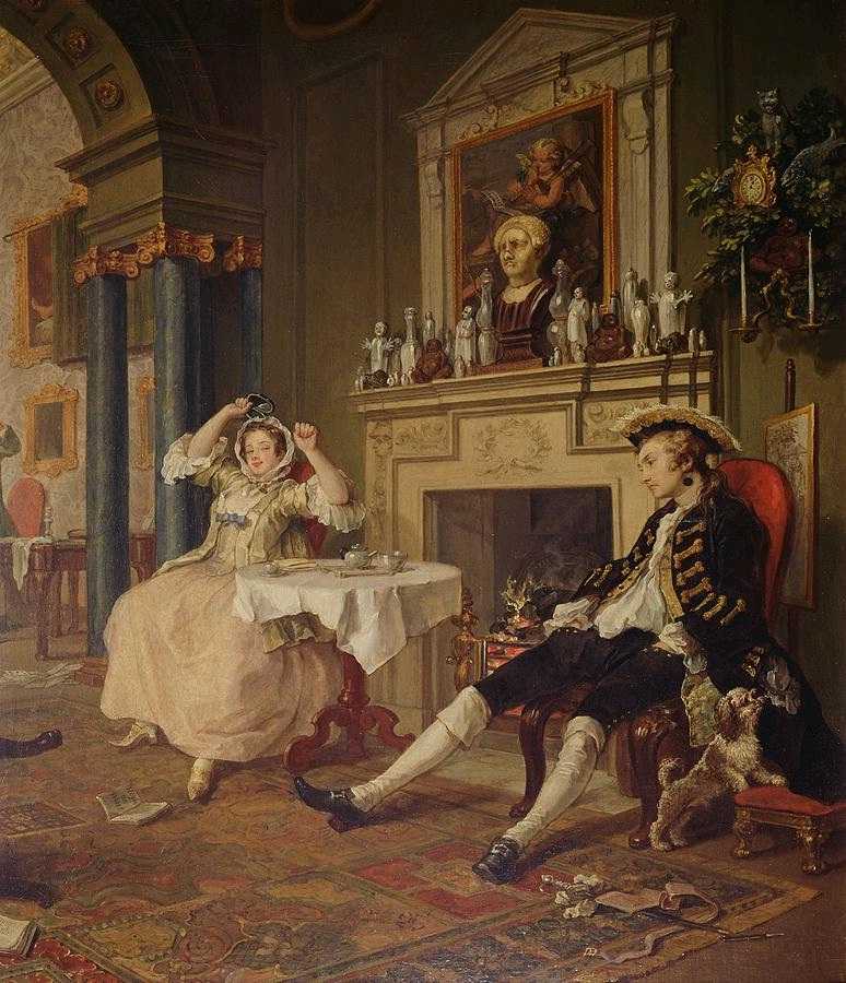 Рис. 236 - "Вскоре после свадьбы". Картина Вильяма Гогарта из серии "Модный брак" в Национальной галерее в Лондоне