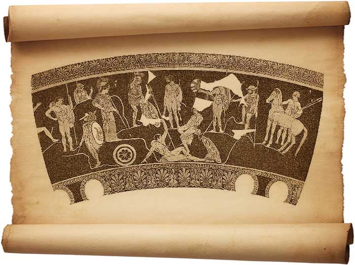 Рис. 243 – Отъезд аргонавтов. Рисунок на древнегреческой вазе в стиле Полигнота. По «Monumenti dell’Instituto», XI