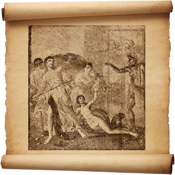 Рис. 274 - Одиссей узнает Ахилла. Быть может, копия с картины Афениона. С фотографии Алинари