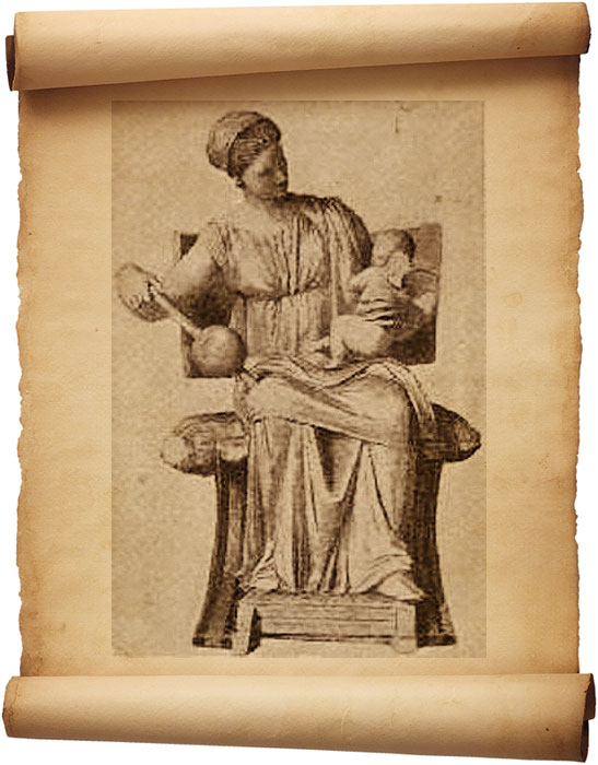 Рис. 288 – Девушка с амуром. Танагрская терракотовая фигура. По Фуртвенглеру