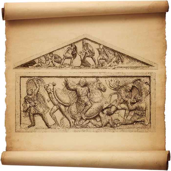 Рис. 291 – Саркофаг Александра. По Гамдибею