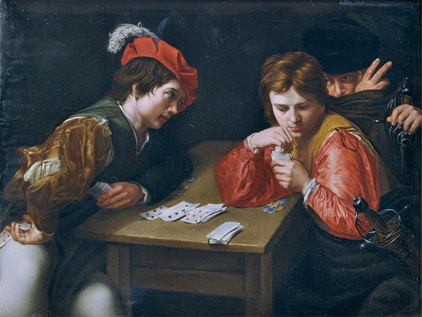 Рис. 109 - "Игроки в карты" Караваджо в Королевской галлерее в Дрездене
