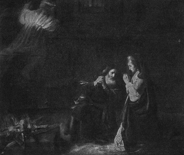 Рис. 169 - "Жертвоприношение Маноя". Картина Рембрандта в Королевской Дрезденской галерее. По фотографии Ф. Брукмана в Мюнхене