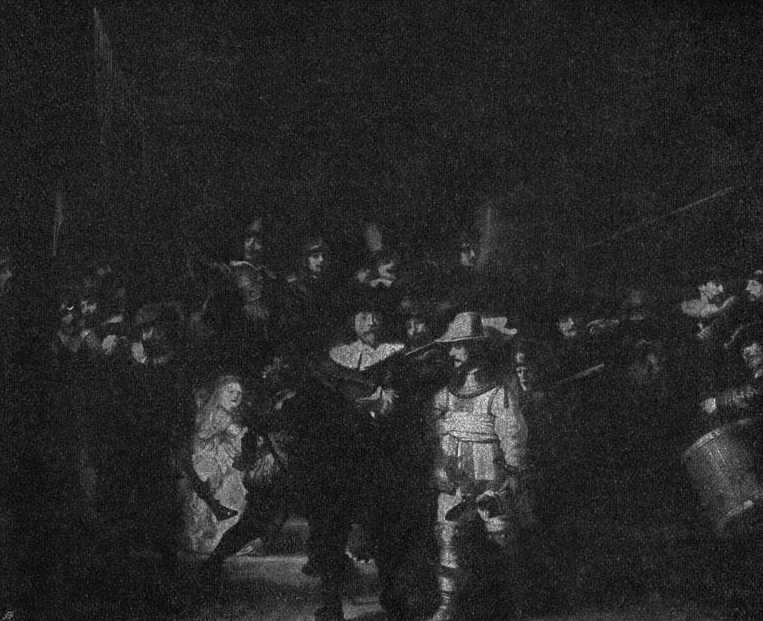 Рис. 170 - Так называемый "Ночной дозор" Рембрандта в Государственном музее в Амстердаме. По фотографии Ф. Брукмана в Мюнхене