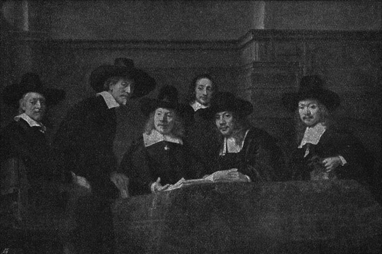 Рис. 174 - "Штаальмейстеры". Картина Рембрандта в Государственном музее в Амстердаме. По фотографии Ф. Ганфштенгля в Мюнхене