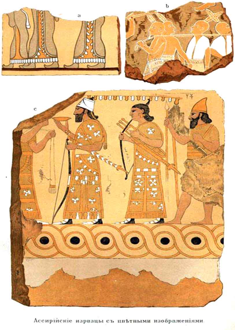  Рис. 149 – Ассирийские израсцы с цветными изображениями.