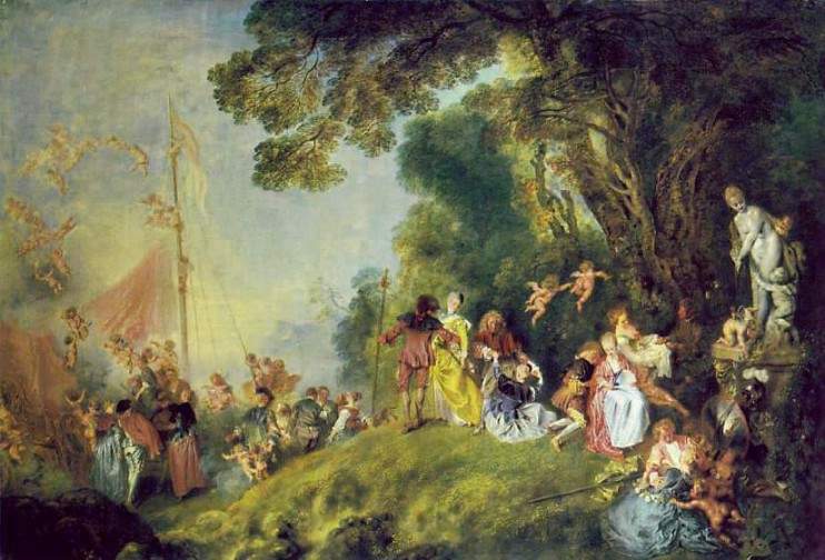Рис. 207 - "Прибытие на остров Киферу". Картина Ватто в Лувре.
