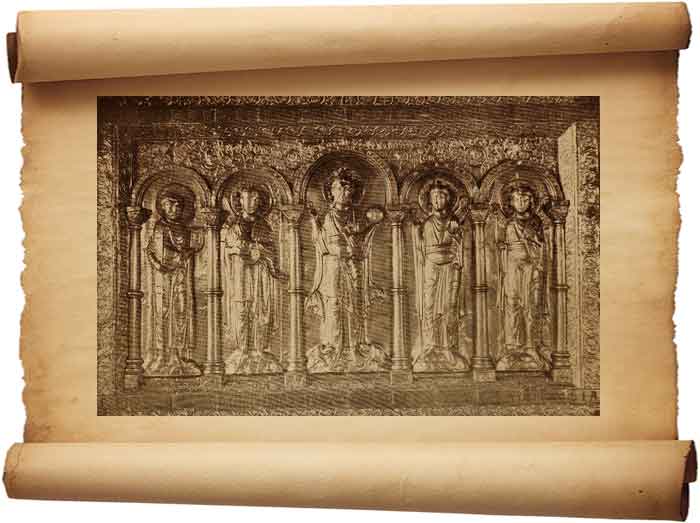 Рис. 67. Украшение передней стороны алтаря Генриха II из Базельского собора, в музее Клюни в Париже.
